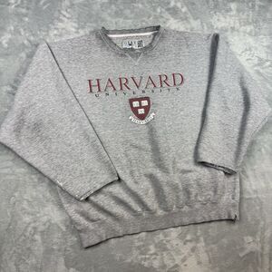 Vintage Harvard University Distressed Crewneck Sweatshirt Gray College Ivy XL